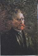 Vincent Van Gogh Self Portrait with Pipe oil on canvas